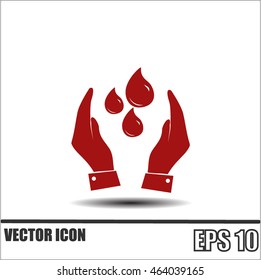 Hand with water icon