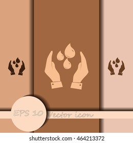 Hand with water icon