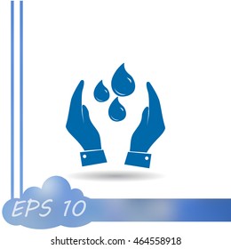 Hand with water icon