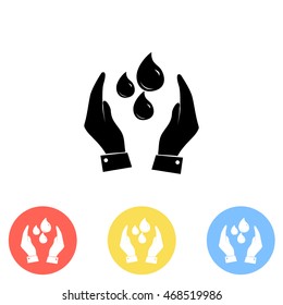 Hand with water icon