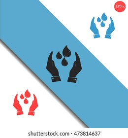 Hand with water icon