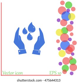 Hand with water icon