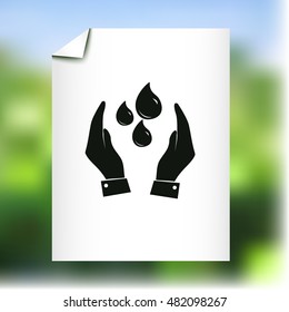 Hand with water icon