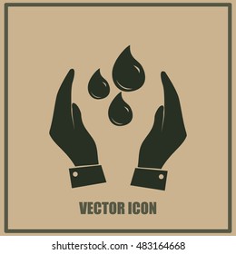 Hand with water icon