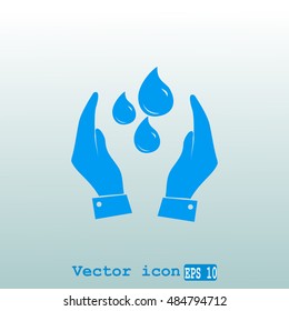 Hand with water icon