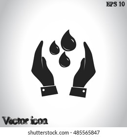 Hand with water icon