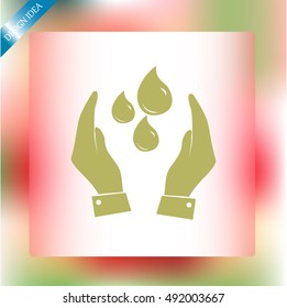 Hand with water icon