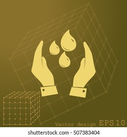 Hand with water icon