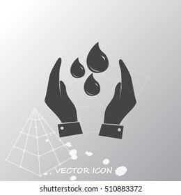 Hand with water icon