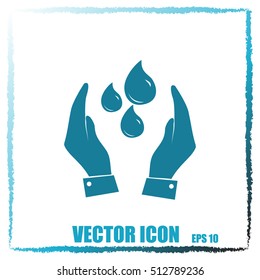 Hand with water icon