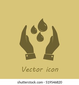 Hand with water icon