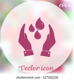 Hand with water icon