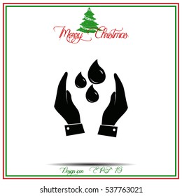 Hand with water icon