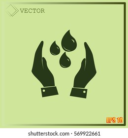 Hand with water icon