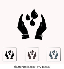Hand with water icon