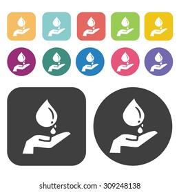 Hand and water icons set. Vector Illustration eps10
