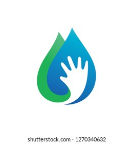 Hand With Water and Leaf Logo Vector