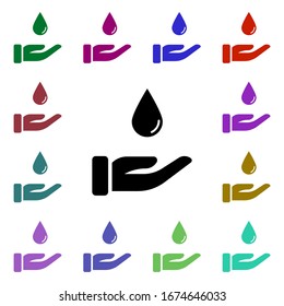Hand, water, protect multi color style icon. Simple glyph, flat vector of ecology icons for ui and ux, website or mobile application