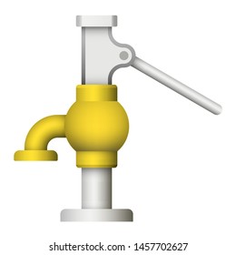 Hand water pump or pitcher pump vector design isolated on white background with handle and pipe for deep well in garden, rural or countryside during drought. To suction groundwater from underground.