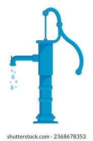 Hand Water Pump Vector Flat Design