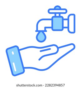 Hand with water tap showing concept of ablution vector, easy to use icon