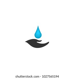 Hand with water vector design element, save water concept