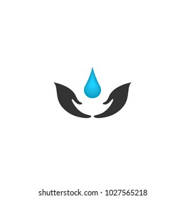 Hand with water vector design element, save water concept