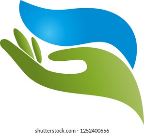 Hand and water wave, drop logo
