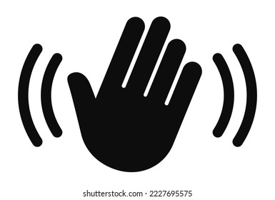 Hand wave icon, motion sensor symbol isolated on white background