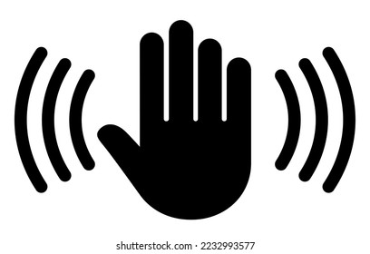 Hand wave icon, motion sensor pictogram on white background