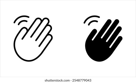 Hand wave icon set, waving hi or hello. vector illustration on white background