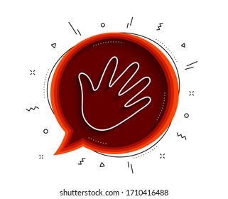 Hand-Wave-Linie-Symbol. Chatblase mit Schatten. Palmschild. Dünne Zeilensymbol. Vektorillustration
