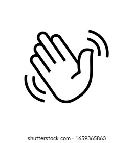 Hand Wave Outline Icon Vector