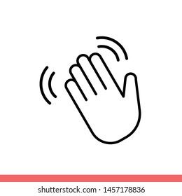 Hand wave vector icon, bye symbol. Simple, flat design for web or mobile app