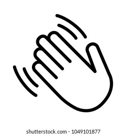 Hand wave / waving hi or hello gesture line art vector icon for apps and websites