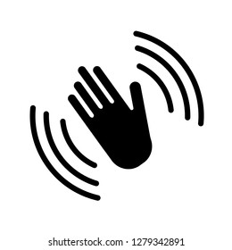 Hand wave, waving hi or hello gesture line art vector icon for apps and websites