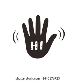 Hand wave waving hi or hello gesture flat vector icon for apps and websites. Greeting sign. Hello symbol. Give five icon.