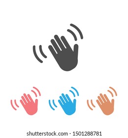 Hand wave  waving hi or hello gesture line art vector icon set for apps and websites