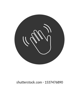Hand wave  waving hi or hello gesture line art vector icon for apps and websites