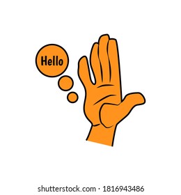 Hand wave waving hi or hello gesture flat vector icon for apps and websites. eps 10.