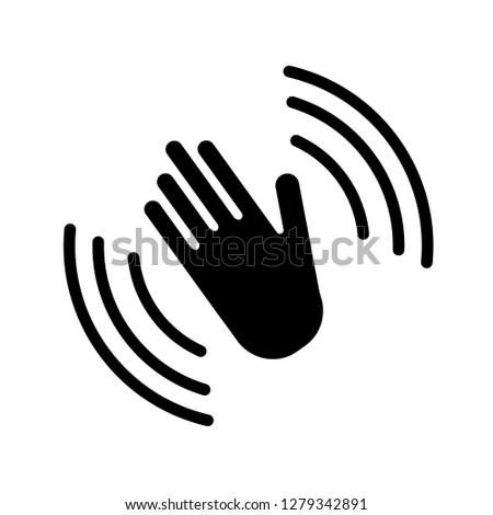 Hand wave, waving hi or hello gesture line art vector icon for apps and websites