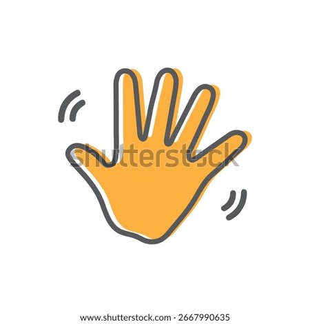 Hand wave waving hi or hello, vector, icon.