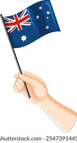 Una mano agitando la bandera nacional australiana