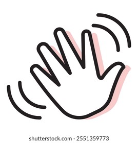 hand waving. Hand gesture. Icon. Vector isolated symbol on white background.