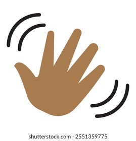 hand waving. Hand gesture. Icon. Vector isolated symbol on white background.