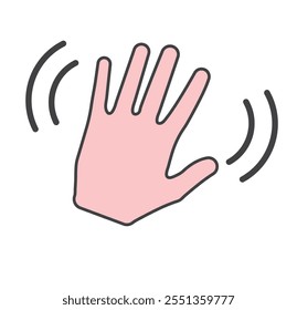 hand waving. Hand gesture. Icon. Vector isolated symbol on white background.