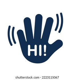 Hand waving. Gesture saying hi. Vector icon isolated symbol on white background