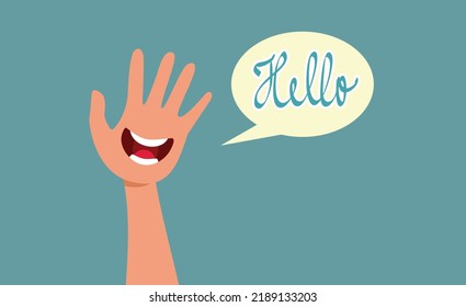 
Hand Waving a Hello Salute Vector Cartoon Illustration. Palm saying hi saluting and greeting in a polite manner
