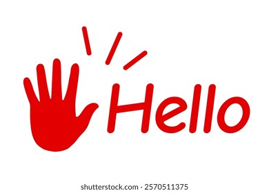 Hand waving hello text, symbolizing new beginnings and acquaintance - stock vector