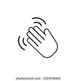 Hand waving icon line symbol. Isolated vector illustration of goodbye gesture sign concept for your web site mobile app logo UI design.